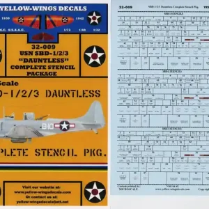 Bon Marché Yellow Wings 32009 Douglas SBD-1/2/3 Dauntless Complete Stencils for one of each type