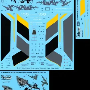 Syhart Decal 48-104 F-16AM Falcon FA-132 "100 Years 1st Sqn - Stingers" 1917-2017 Réduction