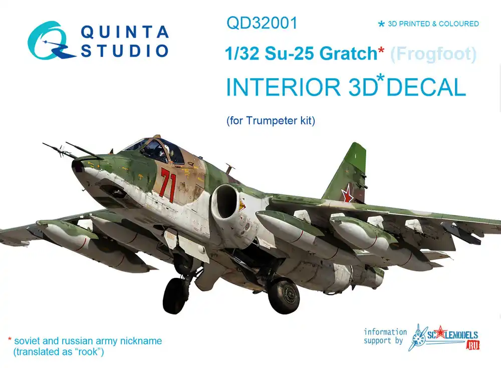 Vente Directe Quinta Studio QD32001 Su-25 3D-Printed & coloured Interior on decal paper