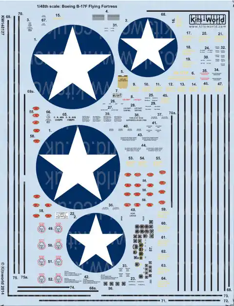 Bon Marché Kits World 148127 Boeing B-17 F Flying Fortress Comprehensive General Stencilling