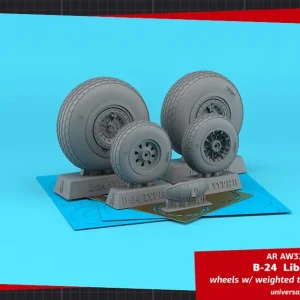 Armory Models Group AW32316 B-24 Liberator wheels w/ weighted tyres type "d" (RA), 2 types nose wheels, 3D-printed mudguard & PE hubcaps Commander Vite