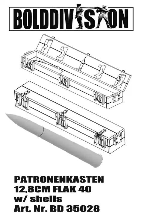 Top Vente Bold Division 35028 Patronenkasten 12,8cm Flak 40 with metal ammo shells