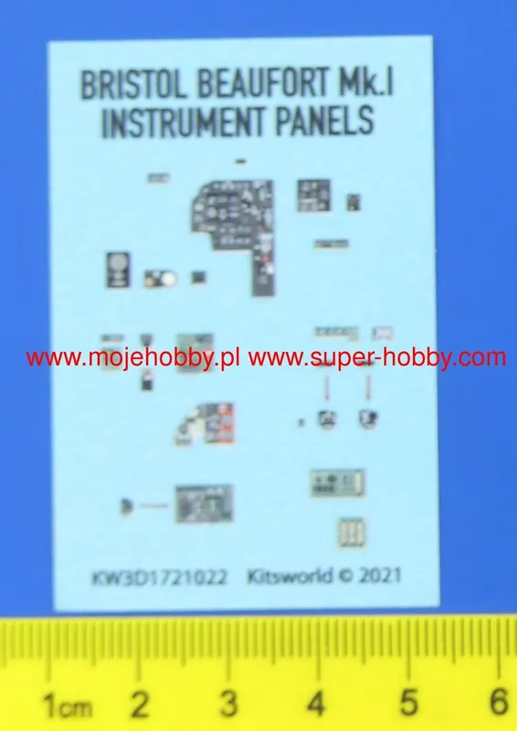 Commande En Gros Kits World 3D1721022 Bristol Beaufort Mk.I 3D Full colour Instrument Panels (for Airfix kits)