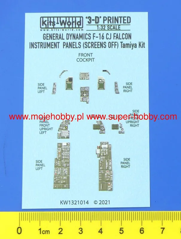 Kits World 3D1321014 Lockheed-Martin F-16CJ Fighting Falcon (screens off) 3D Full colour Instrument Panel (for Tamiya 60315 kit) Expédié Aujourd'hui