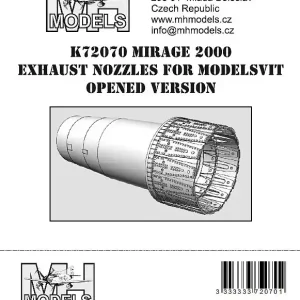 MH Models K72070 Mirage 2000 exhaust nozzles for Modelsvit opened version Top Vente