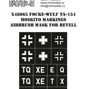 MH Models X48065 Focke-Wulf TA-154 Moskito Markings airbrush mask Nouveauté