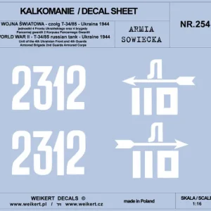 Weikert Decals DEC254 Armia Sowiecka - CZOŁG T-34/85 - front wschodni 1943-45 - vol.4 Jusqu'à Épuisement Des Stocks