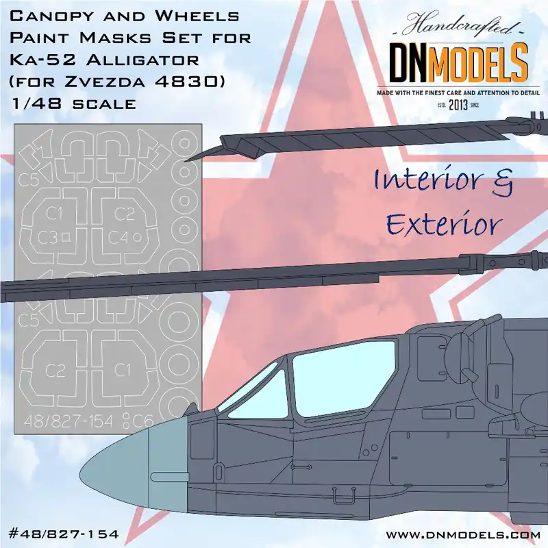 Satisfait Ou Remboursé DN Models 48-827-154 Ka-52 Alligator Canopy And Wheels Paint Masks Set (For Zvezda 4830)
