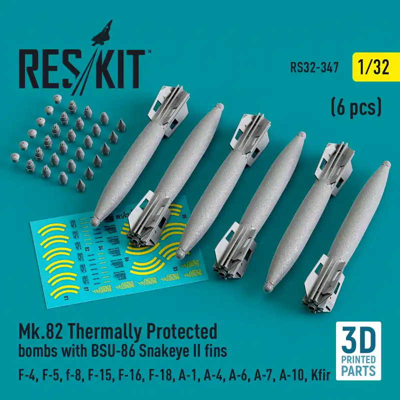 Acheter Direct RES/KIT 32-0347 Mk.82 Thermally Protected Bombs With BSU-86 Snakeye II Fins (6 pcs) (F-4, F-5, F-8, F-15, F-16, F-18, A-1, A-4, A-6, A-7, A-10, Kfir)