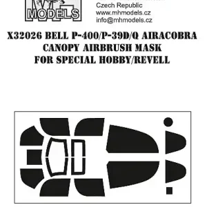 MH Models X32026 Bell P-400/P-39D/Q Airacobra canopy airbrush mask Vente Directe
