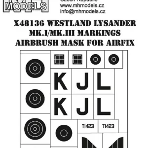 MH Models X48136 Westland Lysander Mk.I/Mk.III Markings Airbrush Mask For Airfix Achetez Aujourd'hui