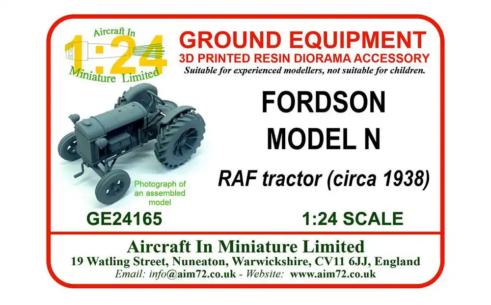 Aircraft In Miniature Ltd GE24165 RAF Fordson Model N Tractor (3D printed) Soldes
