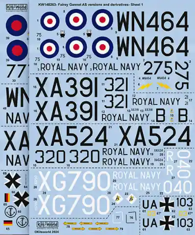 Quantité Limitée Kits World 148263 Fairey Gannet Decal Set 2 (9 schemes)
