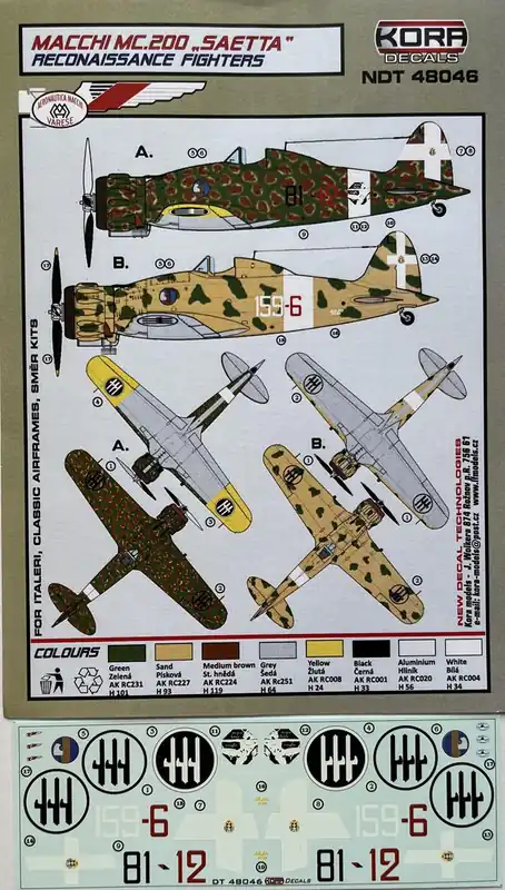 Commander Vite Kora Models NDT48048 Macchi MC.200 ‘SAETTA‘ Reconaissance Fighters (For Italeri, Classic Airframes, Smer)
