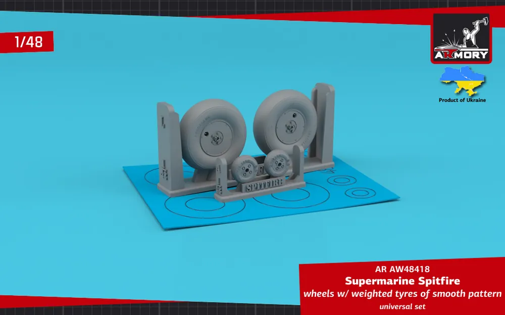Meilleure Vente Armory Models Group AW48418 Supermarine Spitfire wheels w/ weighted tyres of smooth pattern & covered hubs
