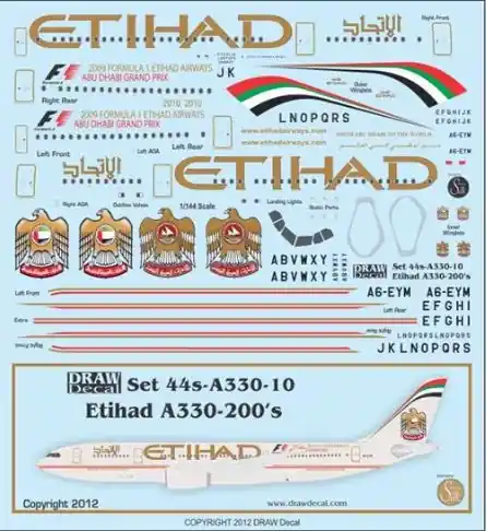 Dernier Modèle Draw Decal 44-A330-10 Airbus A330-200 - Etihad