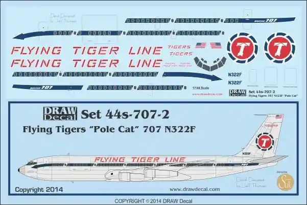 Bon Marché Draw Decal 44-707-02 Boeing 707 - Flying Tigers "Pole Cat"