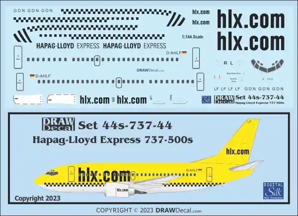 Promotion Draw Decal 44-737-44 Boeing 737-500 - Hapag-Lloyd Express (HLX)