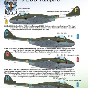 Expédié Aujourd'hui Moose Republic Decals 72009 J 28B / de Havilland Vampire FB.5
