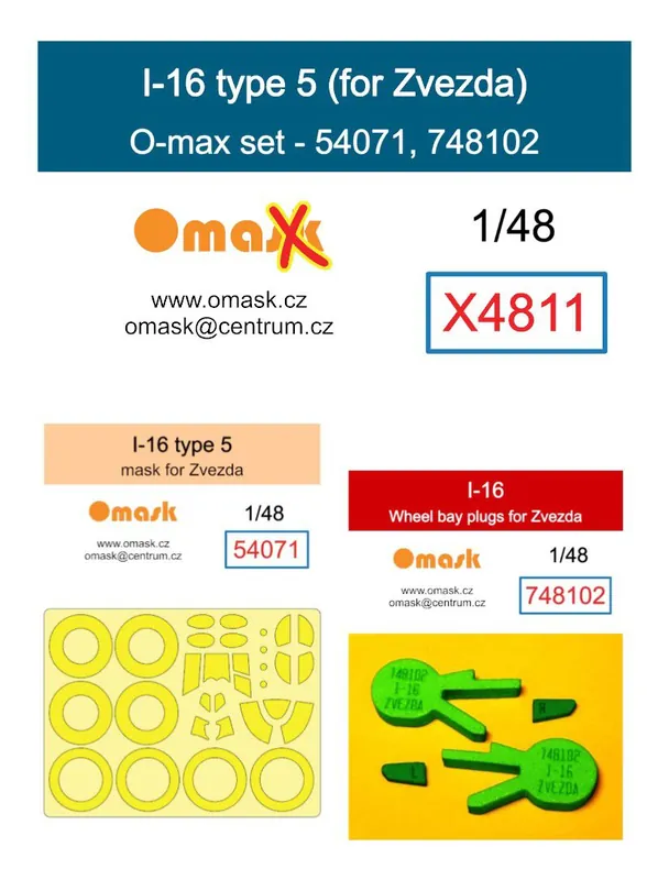 Omask X4811 Polikarpov I-16 Type 5 - O-max Set (for Zvezda Kits) Petit Prix