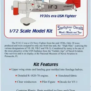 Usine Directe Starfighter Decals PK7204 Curtiss F11C-2 Goshawk Decals