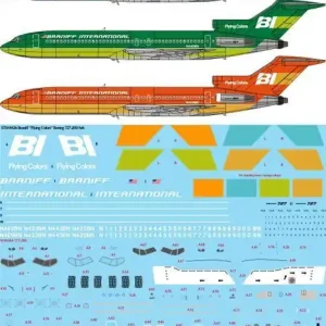 26 Decals STS44426 Boeing 727-200/Adv - Braniff ‘Flying Colors‘ (Screen Printed Decals) Solde