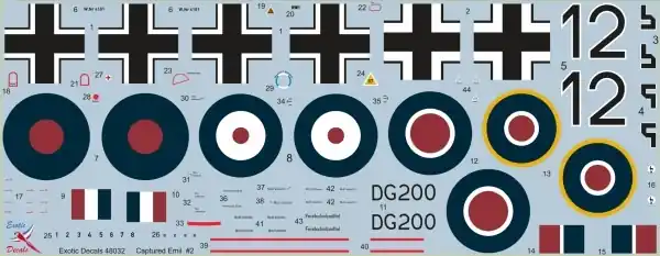 Exotic Decals 48032 Captured Emil 2 - Captured Bf 109 E-4/B W.Nr 4101 Must-Have