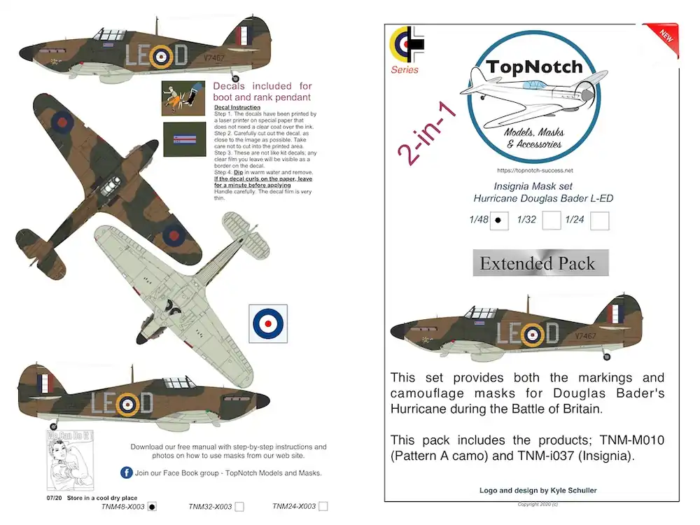 Prix Choc TopNotch 48-X003 Hawker Hurricane - Doulgas Bader L-ED - Extended Mask Pack