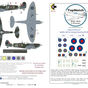 TopNotch 24-I061 Supermarine Spitfire IXc - George Beurling KH-B - Insignia Mask Set Super Prix