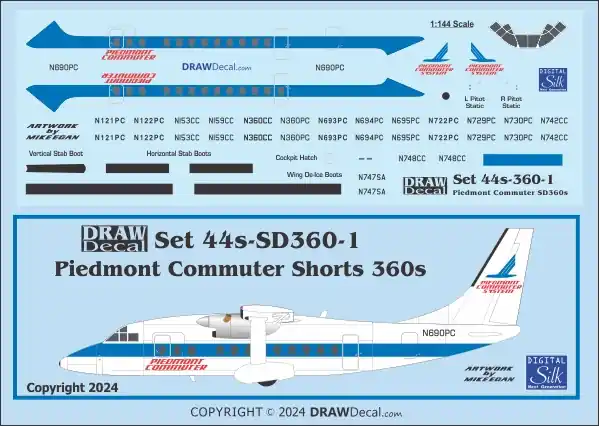 Draw Decal 44-SD360-01 Short 360 - Piedmont Commuter Nouveauté