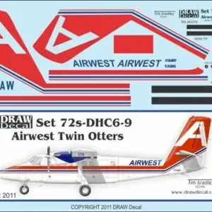 Acheter Direct Draw Decal 72-DHC6-09 DHC-6 Twin Otter - Airwest