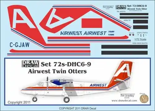 Acheter Direct Draw Decal 72-DHC6-09 DHC-6 Twin Otter - Airwest