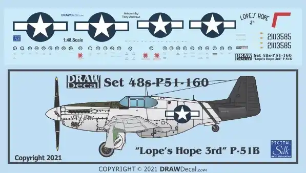 Draw Decal 48-P51-160 North American P-51 B - "Lope‘s Hope 3rd" Dernier Modèle