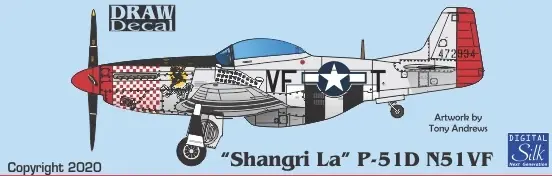 Draw Decal 48-P51-123 North American P-51 D - "Shangri La" (N51VF) Meilleure Vente