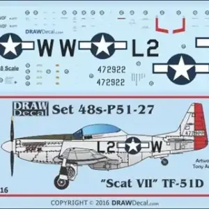 Authentique Draw Decal 48-P51-27 North American P-51 D - "Scat VII" Gathering of Mustangs and Legends