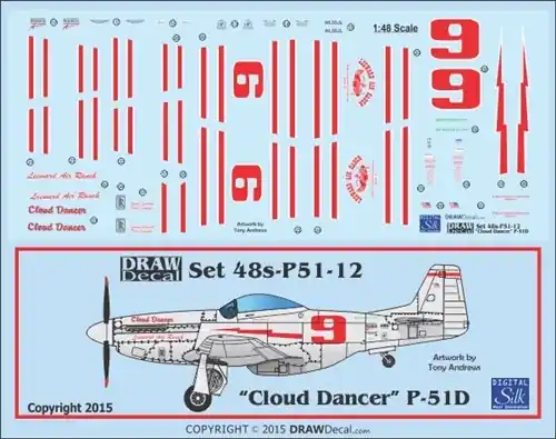 Draw Decal 48-P51-12 North American P-51 D - "Cloud Dancer" Gathering of Mustangs and Legends Offre Limitée