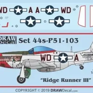Bon Marché Draw Decal 44-P51-103 North American P-51 D - "Ridge Runner III" Gathering of Mustangs and Legends