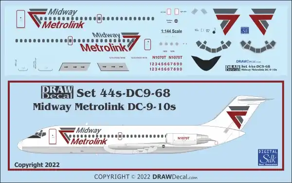 Remise Draw Decal 44-DC9-68 Douglas DC-9-10 - Midway Metrolink