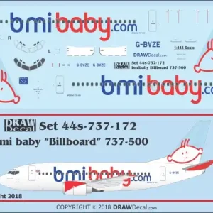 Acheter En Ligne Draw Decal 44-737-172 Boeing 737-500 - bmi baby Billboard Scheme
