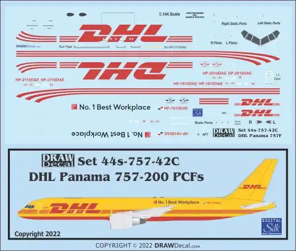 Draw Decal 44-757-42C Boeing 757PCF - DHL Panama Offre Exclusive