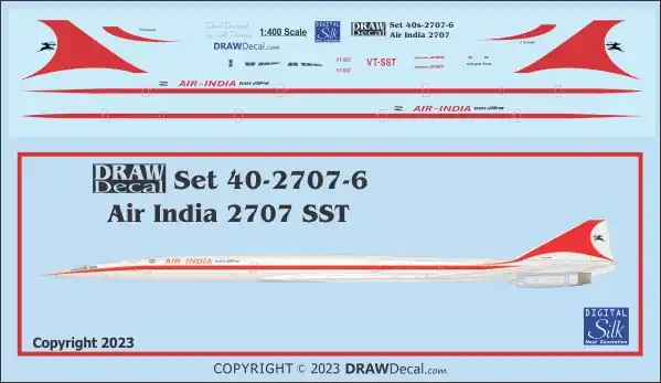 Top Vente Draw Decal 40-2707-06 Boeing 2707 SST - Air India