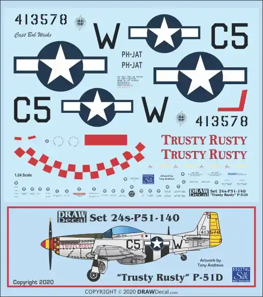 Draw Decal 24-P51-140 North American P-51 D - "Trusty Rusty" Produit De Marque