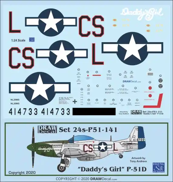 Draw Decal 24-P51-141 North American P-51 D - "Daddy‘s Girl" Remise