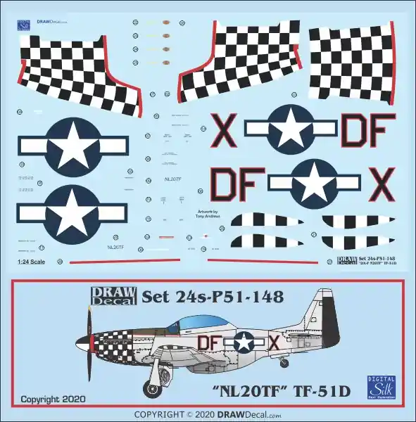 Draw Decal 24-P51-148 North American TF-51 D - NL20TF Acheter En Ligne