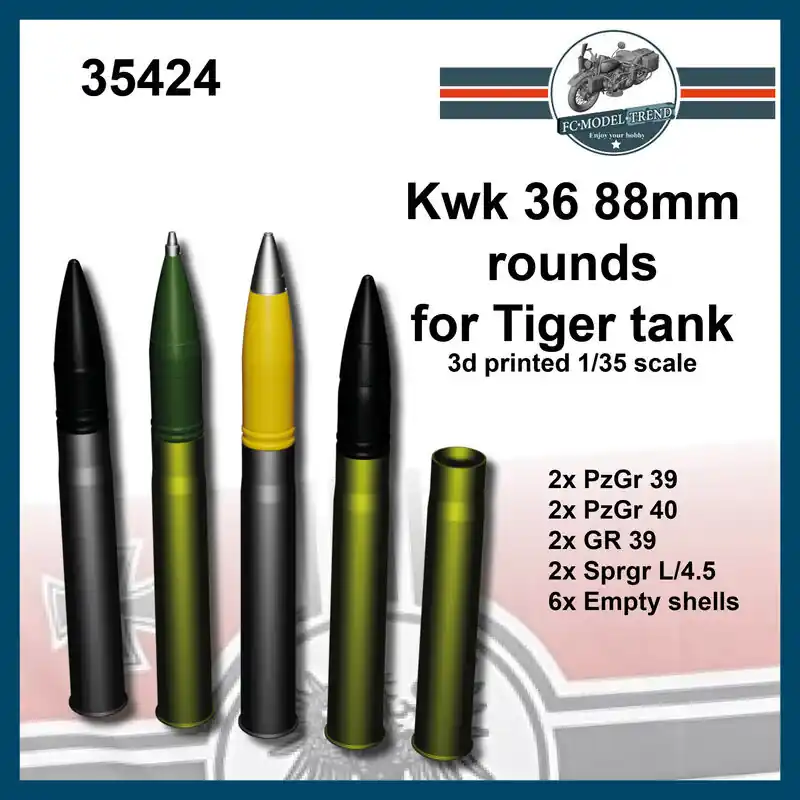FC ModelTrend 35424 Kwk 36 88mm Rounds For Tiger Tank Meilleur Choix