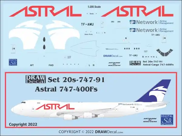 Super Prix Draw Decal 20-747-91 Boeing 747-400F - Astral Cargo