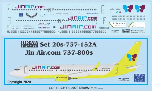 Draw Decal 20-737-152A Boeing 737-800 - Jin Air.com Paiement Sécurisé