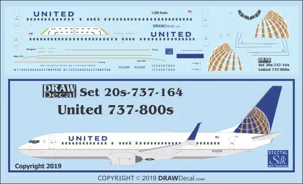 Draw Decal 20-737-164 Boeing 737-800 - United Airlines Prix Cassé