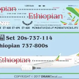 Top Vente Draw Decal 20-737-114 Boeing 737-800 - Ethiopian Airlines