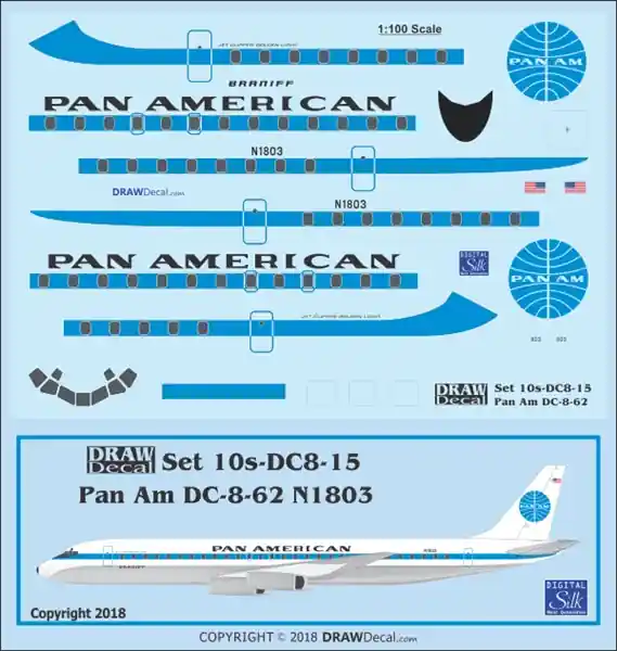 Draw Decal 10-DC8-15 DC-8-62 N1803 - Pan Am Offre Spéciale